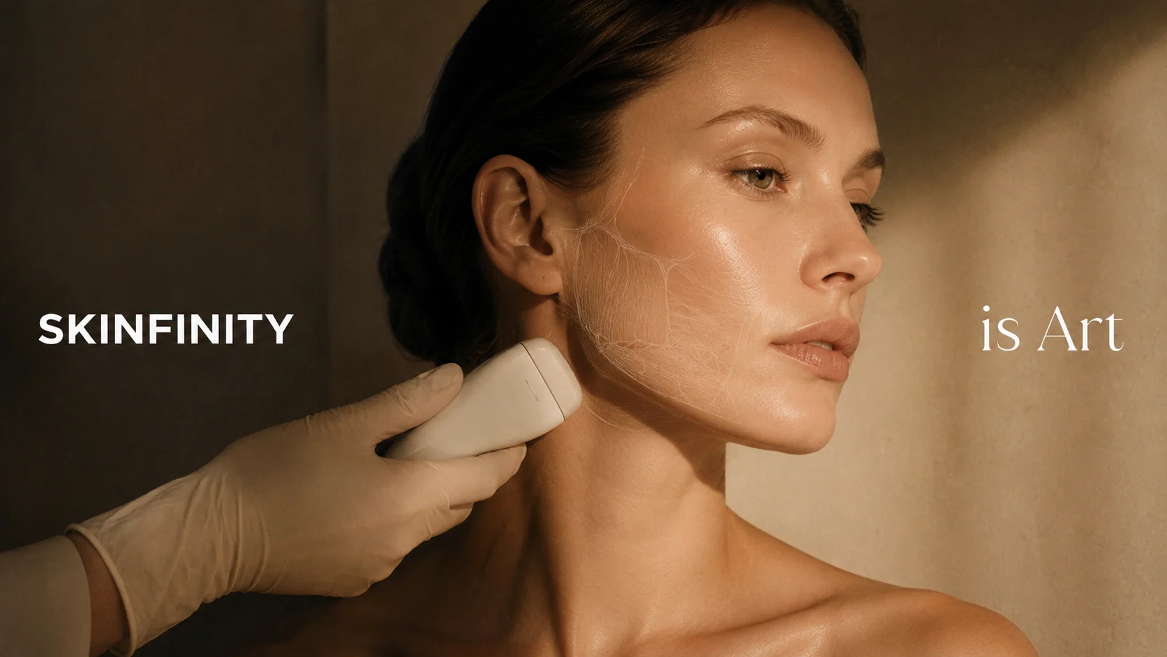 Koncepcyjna grafika Skinfinity is Art z obrazowaniem USG twarzy